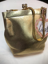 Load image into Gallery viewer, Beautiful Soft Gold Leather Vintage evening bag

