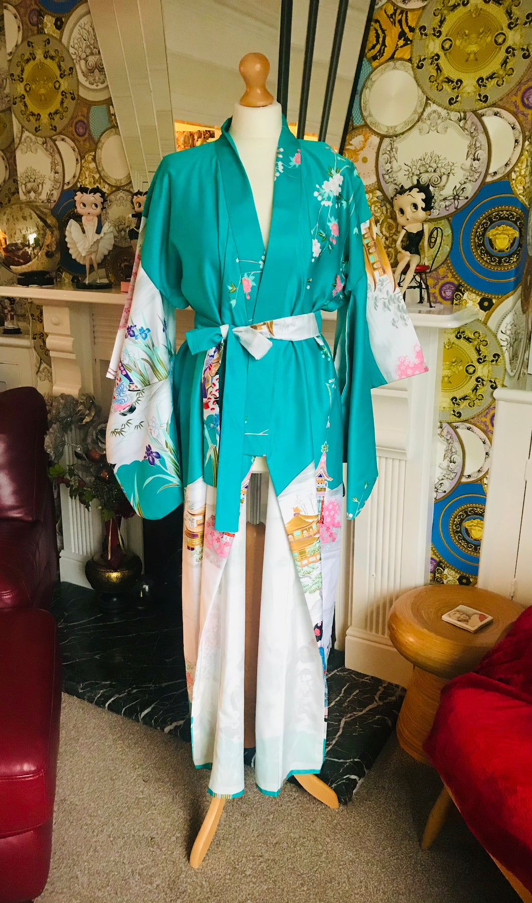 Full Length Turquoise Kimono