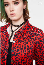 Load image into Gallery viewer, Red Leopard Print Cropped Jawbreaker Jacket
