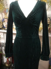 Load image into Gallery viewer, Voodoo Vixen,Ribbed Velvet maxi dress Dark Emerald.
