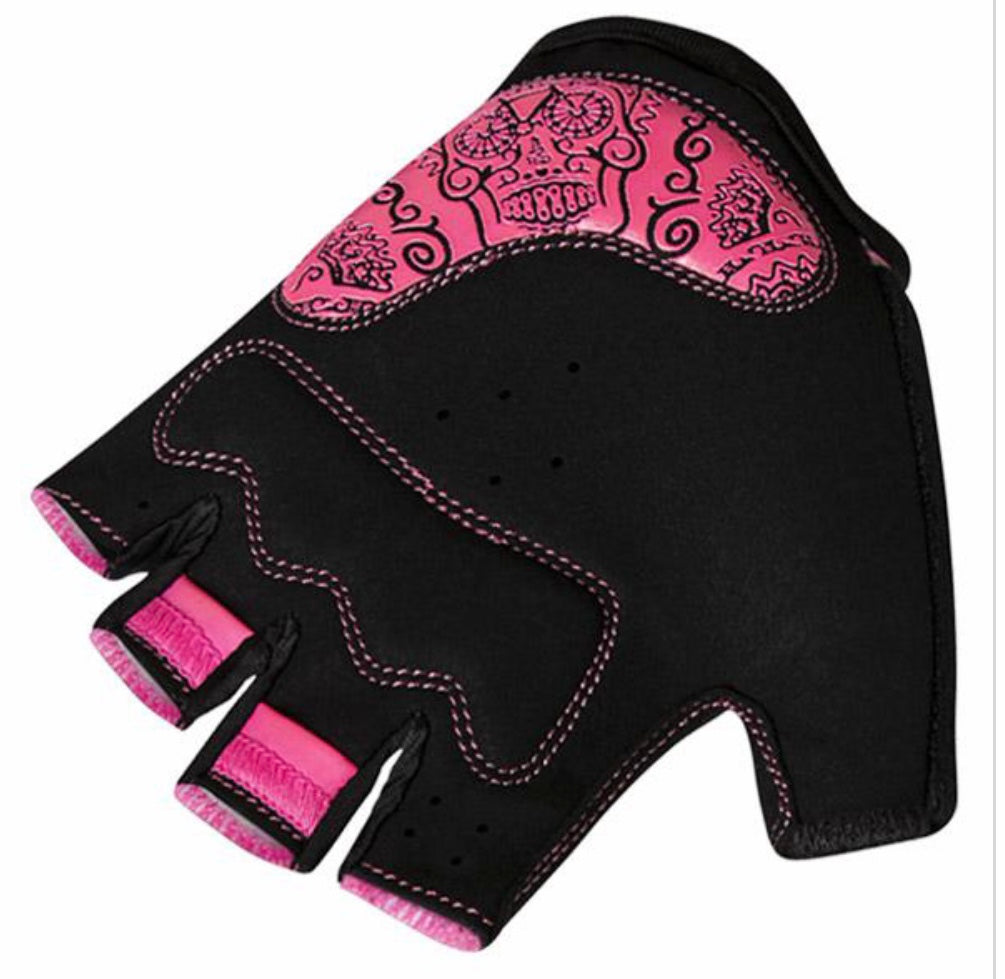 Day of the Living Pink women’s short fingered Cycology cycling gloves