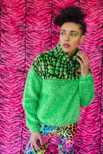Load image into Gallery viewer, Get Crooked Custom-Made Half-Zip Fleece - Design Green Croc &amp; Green Teddy
