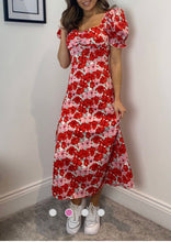 Load image into Gallery viewer, Red/Pink Floral Midi Dress
