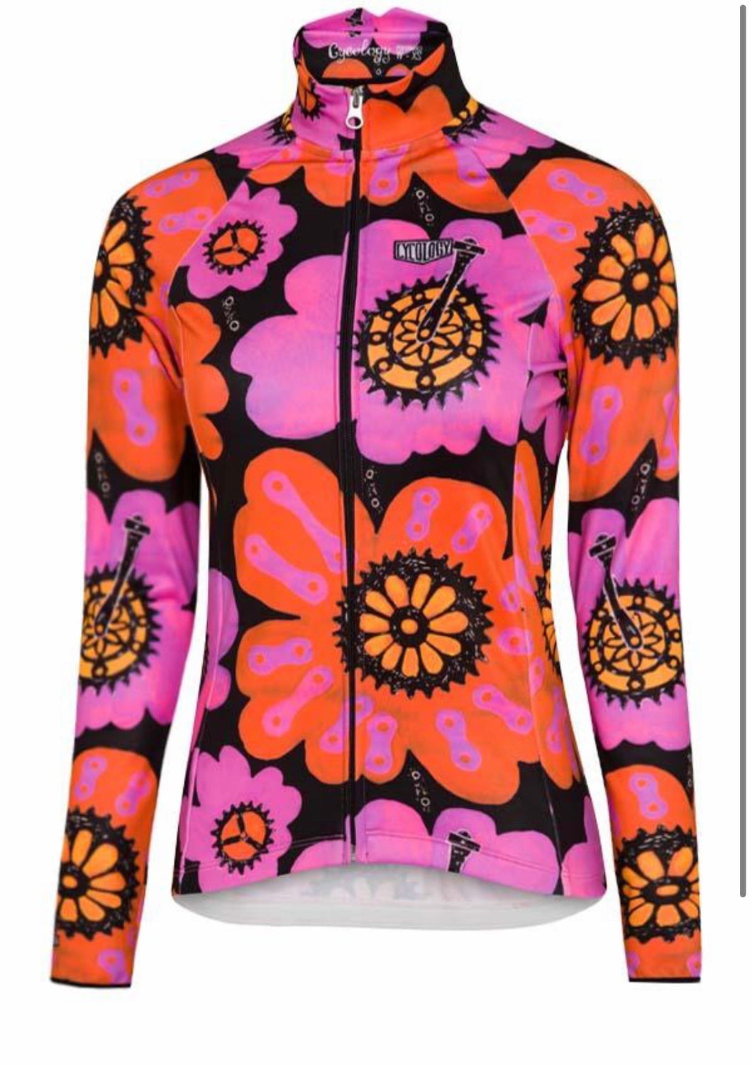 Cycology Quality Womens Cycling Windproof Jacket - Design Pedal Flower
