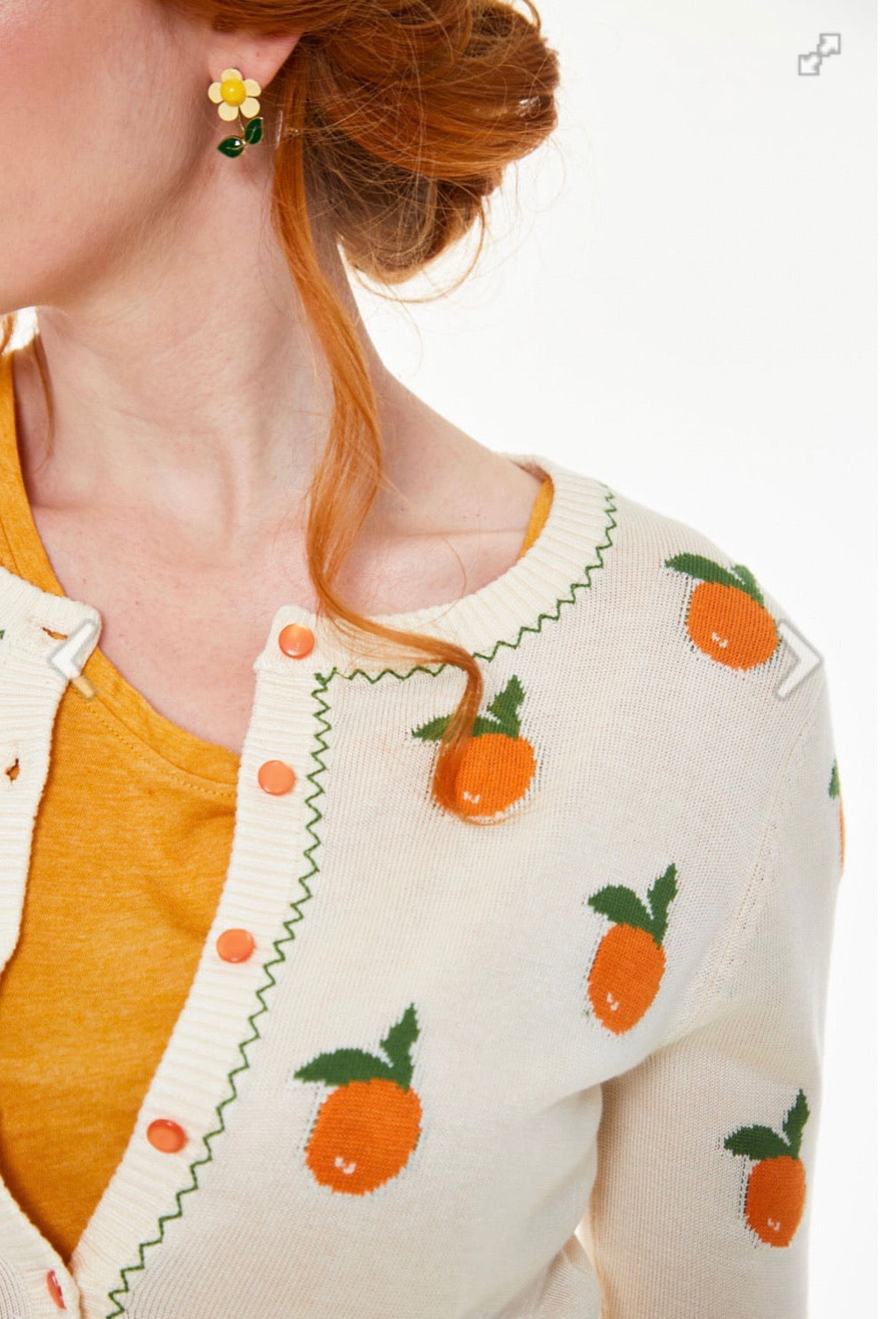 Citrus orange embroidered cropped cardigan