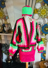 Load image into Gallery viewer, Hand Crochet Skirt, Cardigan &amp; Hat set
