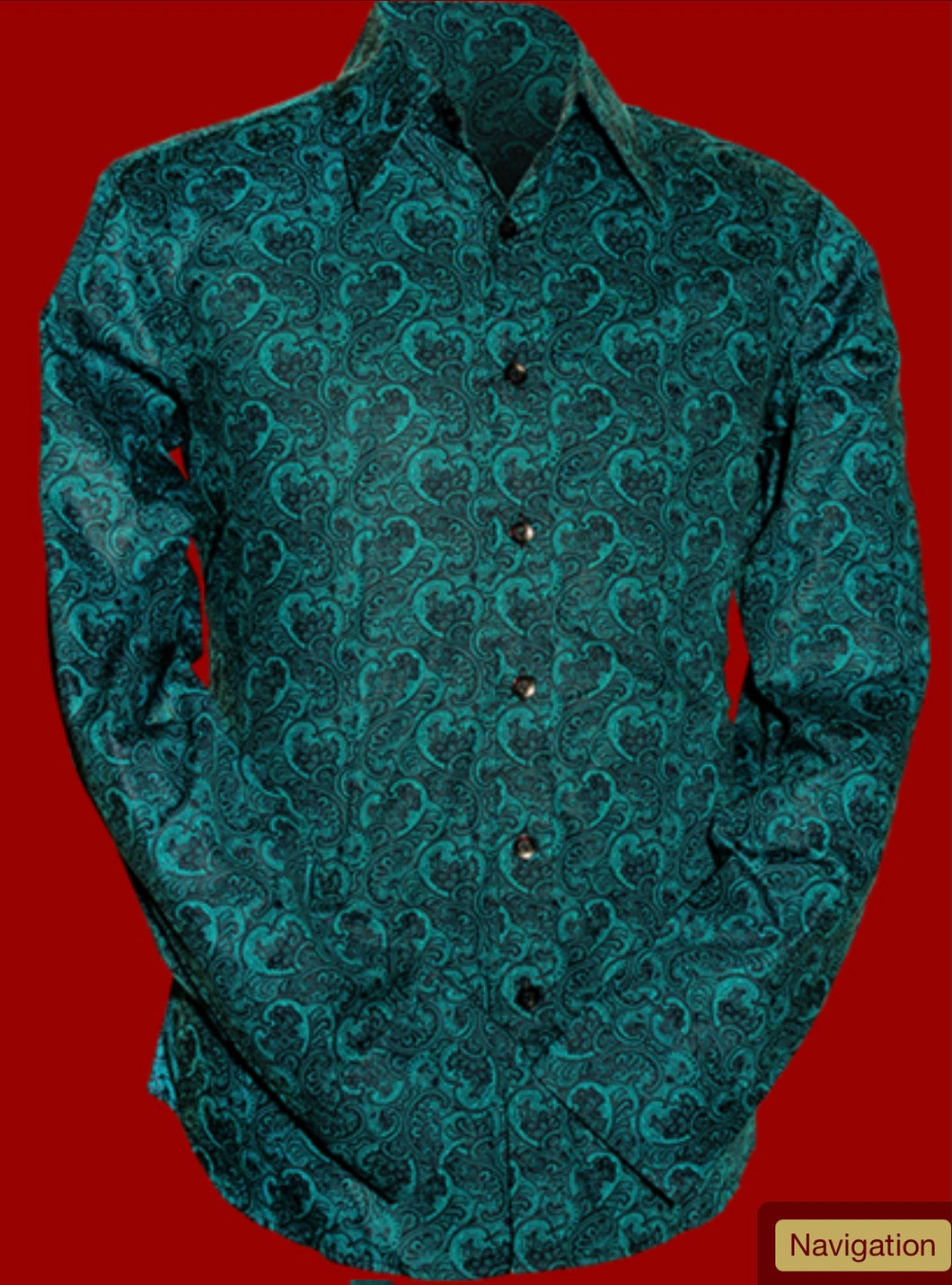 Paisley Design Turquoise/Blue Long sleeved Men’s Shirt